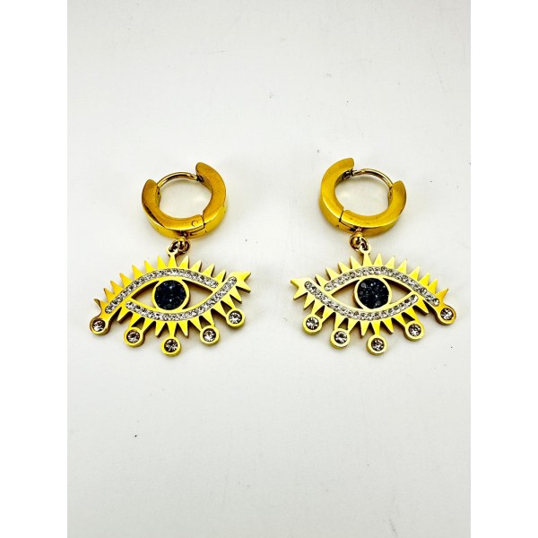 Gold Göz Detaylı Küpe